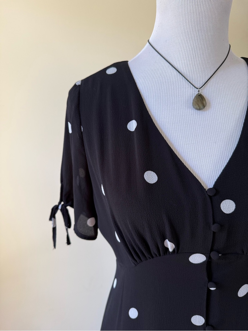 Vince Camuto Black and White Polka Dot Midi Dress